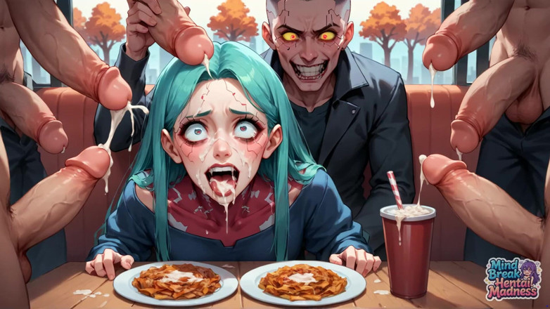 Mind Break Hentai Madness: Mind-blowing Diner Sex, teplé crimson tváře s naprostým Crimson Sheer...