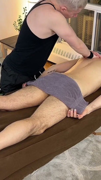 Tattooed Guy Got Excited During Massage and Got Fucked by New Masseur