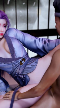 3D söt cosplay modell fusk med sin stora kuk chef