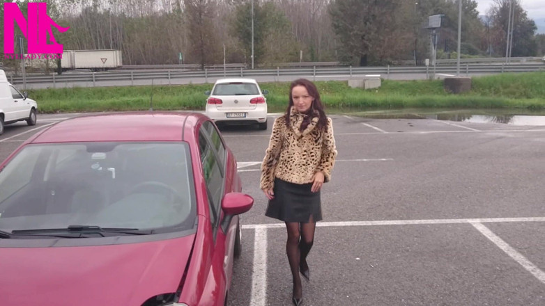 Nyllady: Sexy Speedy Driving in Patent Black Pumps and Seamed Black...
