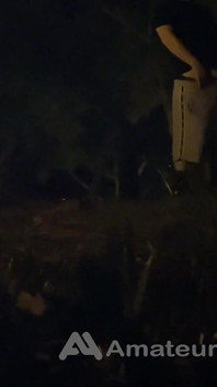 Amateur Straight Boy Caught Pissing in a Park, at Night