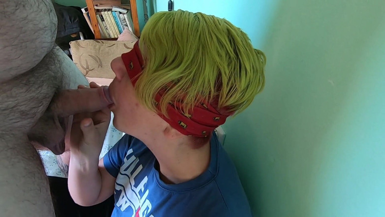 bekycarril: Blindfolded blowjob with cum clean up from her hand