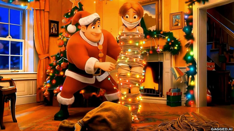 Gagged AI Cartoons: His Ex for Christmas