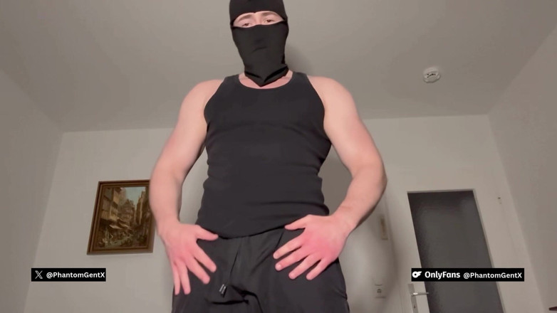 PhantomGentX: Muscular Stepdaddy Jerks Hard Cock Through Black Adidas Shorts - Phantomgentx