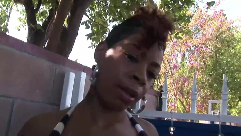 Black cock whore: Busty ebony skin couture fucks black cock