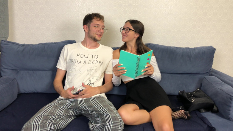 Sugary Kitty: Step sister came from college and asked step bro help...