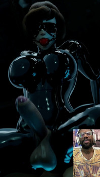 Mei Is a Tasty Sexy Futa Cock Pre-cumming BDSM Latex Ball Gag Blindfold Wearing Queen