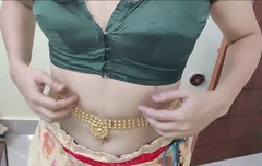 Tradicional mallu girl bondage e bdsm tapa peitos em meio saree por alfaiate - parte 1