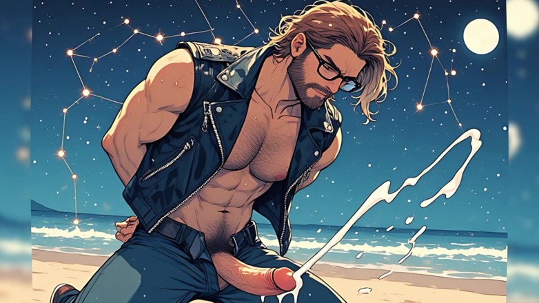Erotic Man: Handsome Hunks Night Beach (ai)