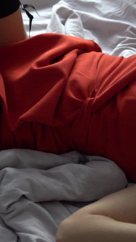 Hot Brunette Get Big Cum on Her Red Dress and Pussy, Sex in Hotel