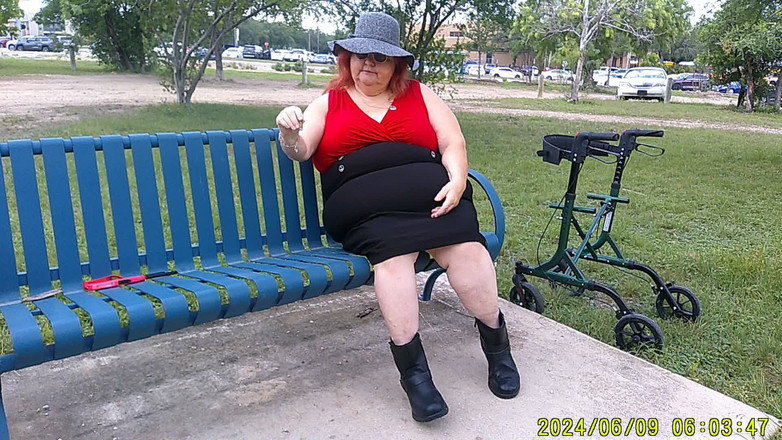 BBW nurse Vicki adventures with friends: Nurse Vicki Smoking in the Park on a Bench All...