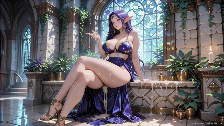 Tay Swift X: Fantasy Castle, une déesse elfe violette taille une pipe, footjob...