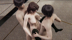 Joas22222: Соблазнительная Агата брюнетка в чулках - групповой секс с двойным проникновением в миссионерской позе, коридор раком, минет и двойной кримпай