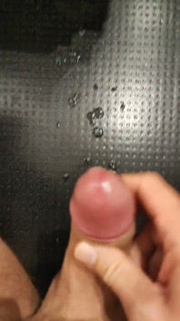 Moaning as I Squirt My White, and Thick Cum All Over the Floor with My Thick, Shaved, Cock
