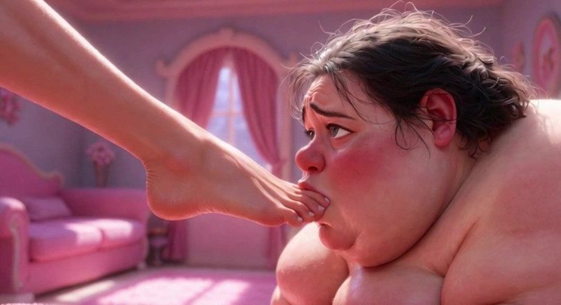 Anime Hentai: Ošklivá tlustá SSBBW ponižovala lízání nohou krásné ženy