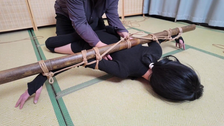 Aisan girl bondage: Xr40-a Girl in Black Stocking Is Tied to a Cross
