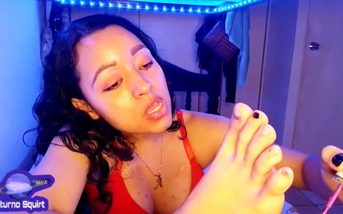 Saturno Squirt: Saturno Squirt Footjob, Foot Fetish, Licking Them with Sexy Red...