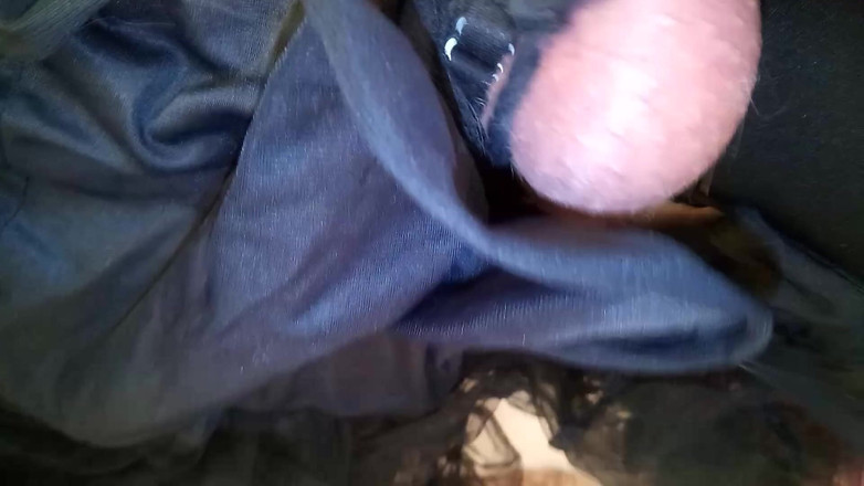 Leatransteen: Leatransteen cum on black satin skirt