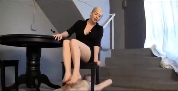 Foot Girls: Foot worship makes her slave hard