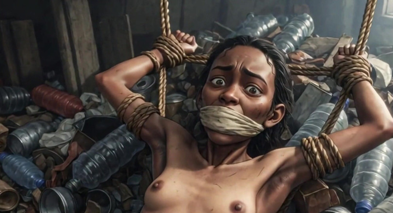 YOUR BEST FANTASY: Naked Slave Girl Dumped in Trash - Bondage &amp; Desperate for Creampie