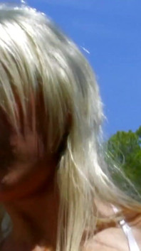 Teen blonde with natural tits gives deep blowjob and fuck for creampie