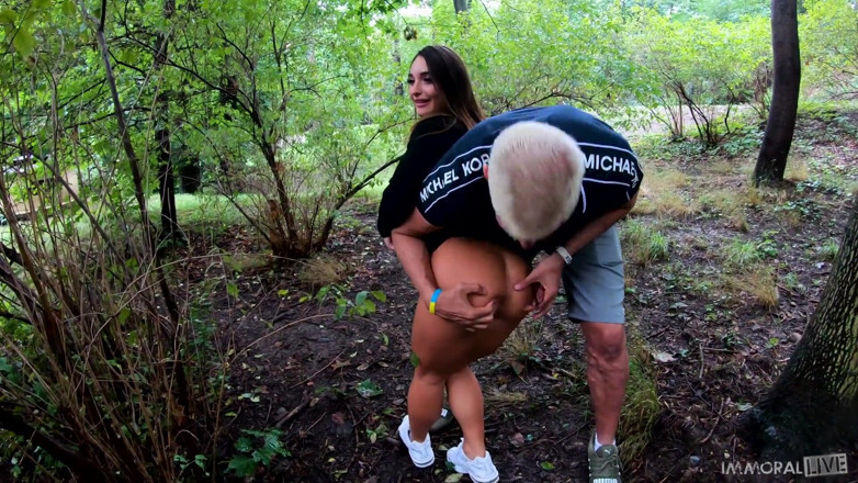Immoral Live: Big booty Italian cutie watering in the rain! - Part 1