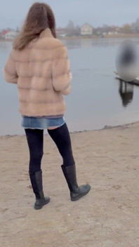 Winter, strand, kein höschen