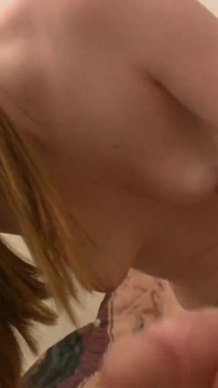 Teen Amelia Rose mouth fucks a big eager cock
