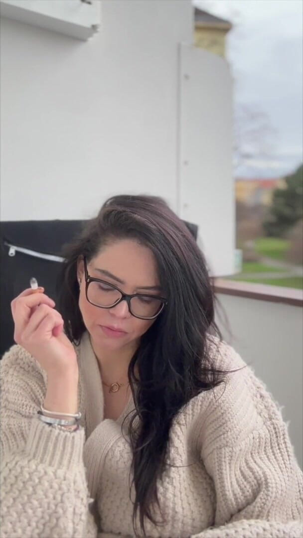 Shione Cooper: Smoking Cigarette in Glasses