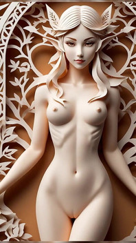 Slideshow gadis peri bugil lustrender papercraft - memek & toket elf kirigami yang seksi