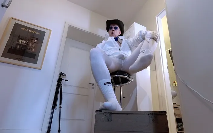 GERMANE_XL: White Lycra White Sox Cum Shots Xl 1