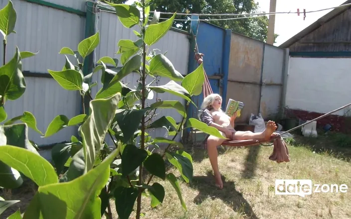 Datezone: Real Platinum Blonde Reads Book and Masturbates Outdoors