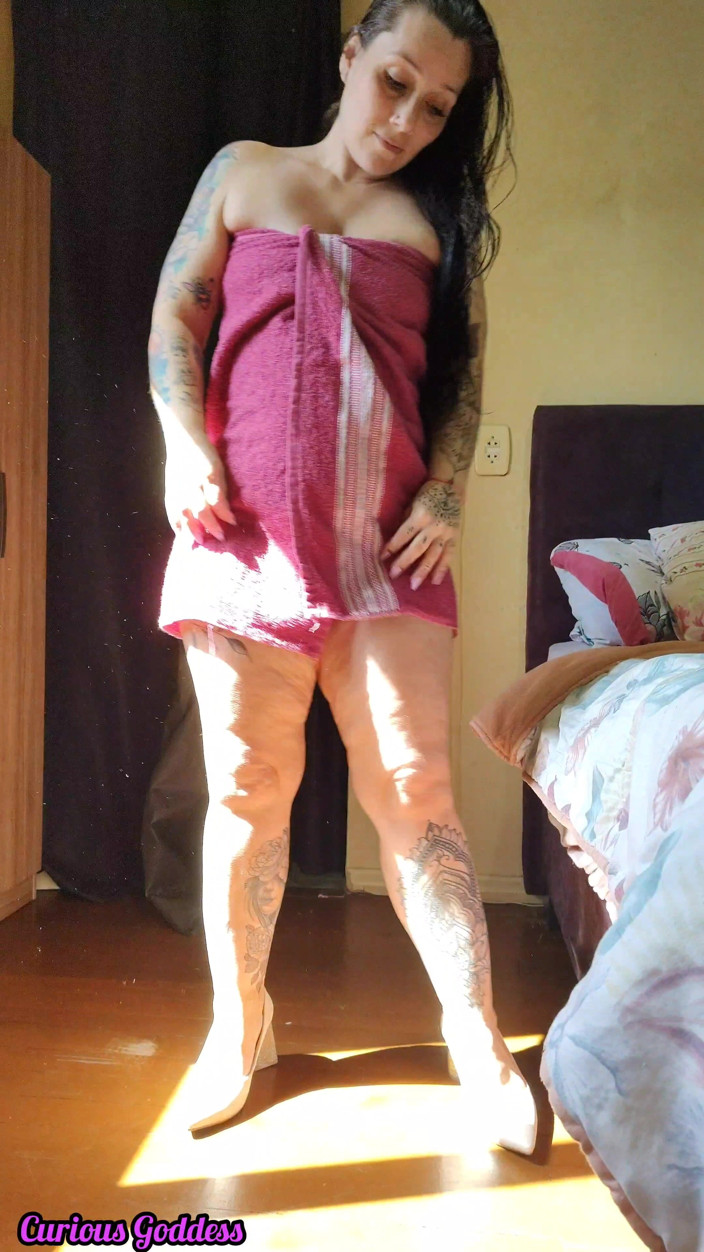 Adrian And Curious: Curious Goddess - Hot Brunette Wearing Only a Towel, Very Horny