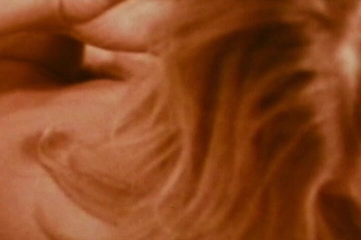 Japan Babe: Stockinged Blonde Worships Mustached Stud in Red-tinted Vintage Trio
