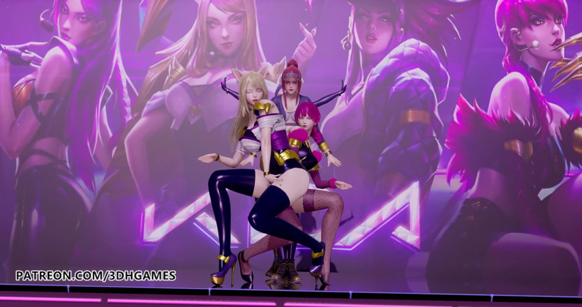 3D-Hentai Games: Black Pink - Comment tu aimes ce strip-tease, Ahri, Akali, Evelynn,...