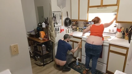 Sin Spice by Sophia Sinclair and Jasper Spice: Couples Buttcracks Exposed Cleaning Kitchen Cabinets