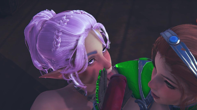 Waifu club 3D: 两个精灵吮吸大恶魔的鸡巴
