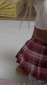 Japanese Girls Exclusively Apartment, a Room for Tanned Busty Girl Dose Seduce Exercises in Uniform, Mini Skirt, Thong G String