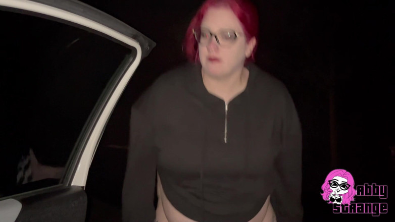 Abby Strange: Pissing in the Snow at the Highway Parking Lot