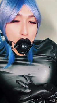 Drooling, Bound, Caged and Gagged Sissy Riding Dildo