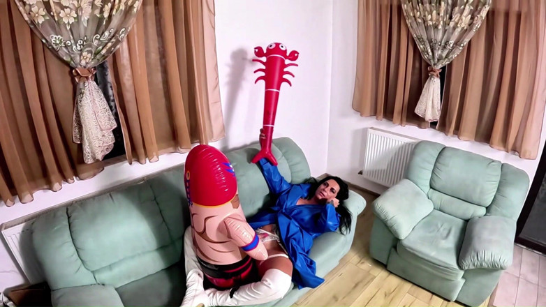 MilfyCalla: Inflatable Wrestler Strap on Fantasy. Riding, Doggy, Double Cum and...