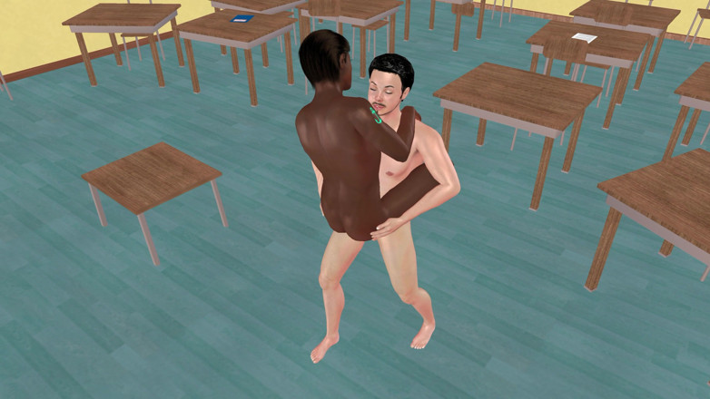 LustMen: Animované 3D gay porno - běloch zvedá černocha a šuká zadek ve stoje ve...