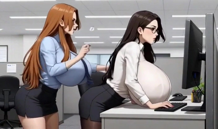Hot girl dancing: Drôle de bureau aux seins énormes, animation ai