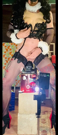 Femboy Sexy Lingerie Riding Big Black Dildo