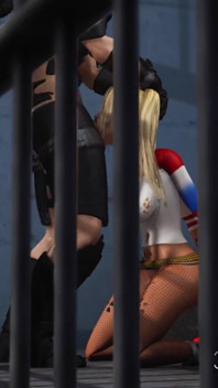 Batman fute un cătușe excitat Harley Quinn în închisoare