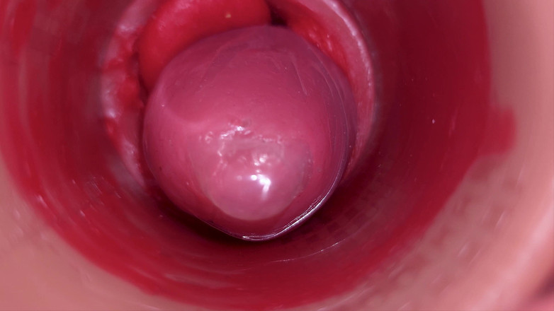 Creme sperm: 큰 자지 장난감으로 질에 있는 캠걸 자궁 경부 POV 카메라 내부