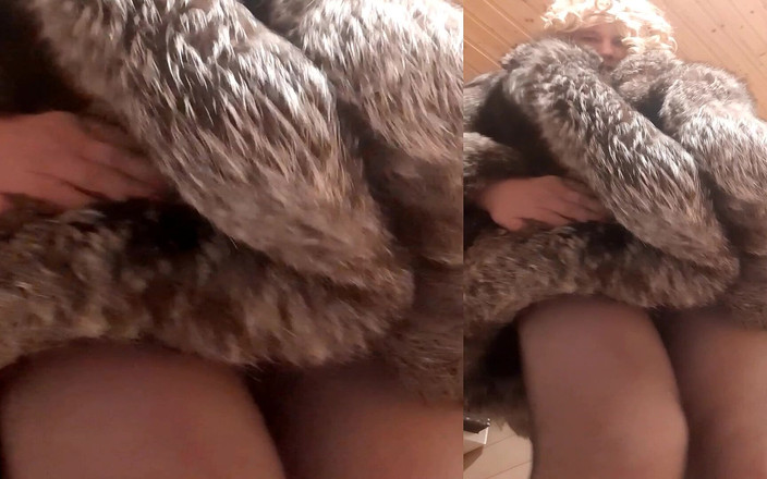 Trans fur bitch: Trasgresso maturo in calze e Silverfoxfurcoat