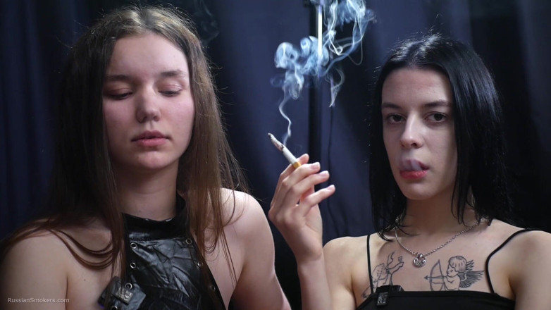 Russian Smokers: Two Seductive Smokers - Dark Room Tease &amp; Intense Eye Contact