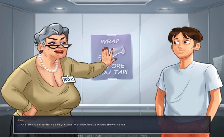 Hentai World: Summertime saga la stepgranny mostra grandi tette in ascensore
