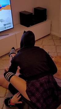 Caged Sissy Teased in Facesitting Box - Mistress Uses Her Slave as a Seat While She Plays